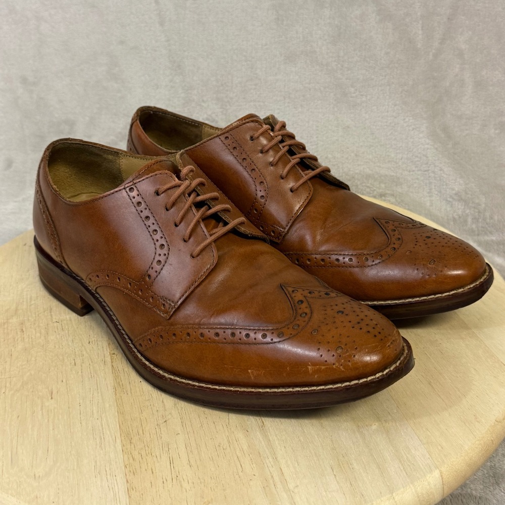 Cole Haan Grand.OS Mens 8 W British Tan Leather Wingtip Oxford C12845 - Picture 5 of 16